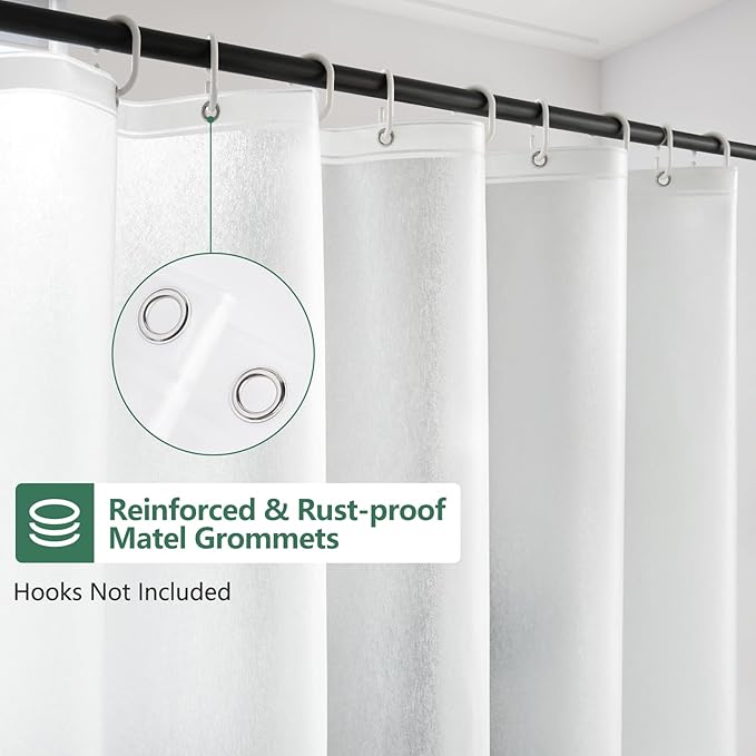 Waterproof Frosted Shower Curtain Liner Extra Tall 72 x 90 Inch, Bpa-Free EVA Shower Liner with 3 Extra-Large Magnets, 3D Silk Plastic Bathroom Shower Curtain Long Translucent for Privacy