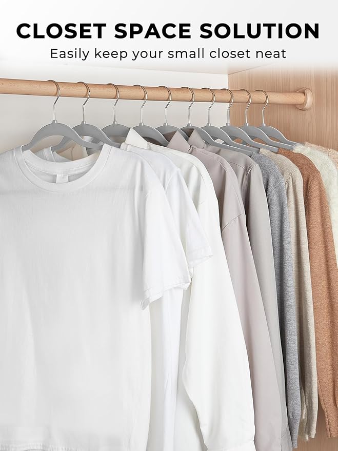 SMARTOR Plastic Hangers 50 Pack, Thin Hangers with 360° Swivel Hook, Non-Velvet Hanger Heavy Duty Clothes Holders for Closet - Durable Adult Hanger, Space Saving Hangars - Grey