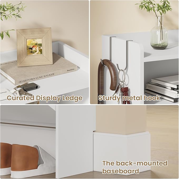 Shoe Cabinet Organizer with 2 Flip Drawers，Freestanding Shoe Rack Cabinet, Shoe Cabinet Storage for entryway, Foyer, Hallway, White, 31.5" W