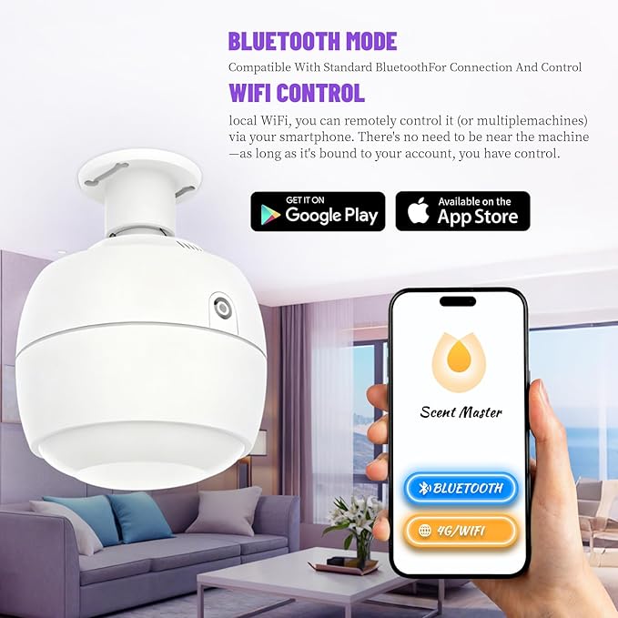 Smart AI Control Essential Oil Diffuser, Ultrasonic Aromatherapy Fragrant Oil Humidifier Vaporizer, Timer and Auto-Off Switch with Essential Oil (Ceiling-Mounted)
