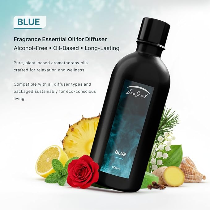 Blue Luxury Essential Oil for Diffusers - Fresh Aquatic Aromatherapy with Lemon, Pineapple & Pine - Energizing Scent for a Modern Home