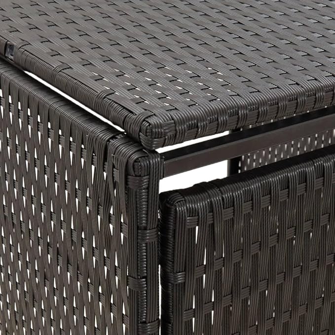 Quadruple Wheelie Bin Shed Garbage Can Storage Shed, PE Trash Container Management Unit, Outdoor Patio Recycling Dustbin Trash Shed, Black 107.9"x31.5"x46.1" Poly Rattan -AA