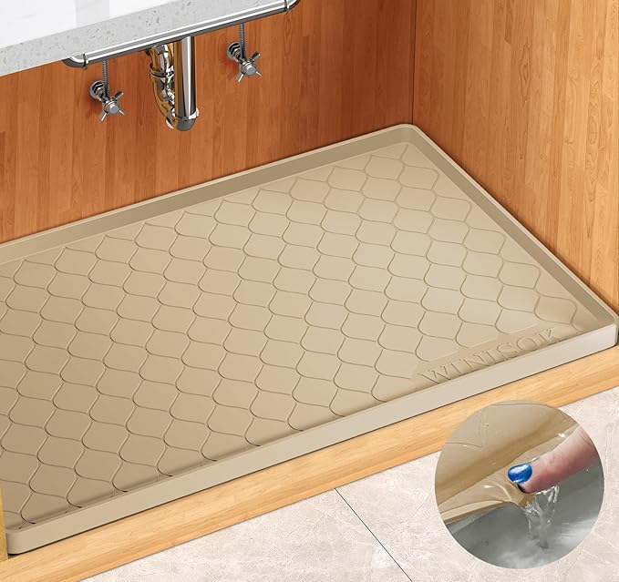 Winisok Silicone Under Sink Mat 19" x 19", kitchen Essentials and Gadgets, Shelf liner and Cabinet Protector, Home Organizers and Storage, Waterproof Bathroom Tray