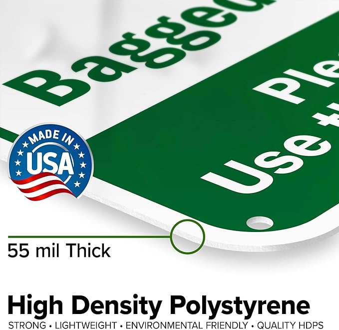 Bagged Trash Only Please Recycle Use The Proper Container Sign, 18x24 Inches, 55 mil thick HDPS (high density polystyrene), Made in USA by My Sign Center