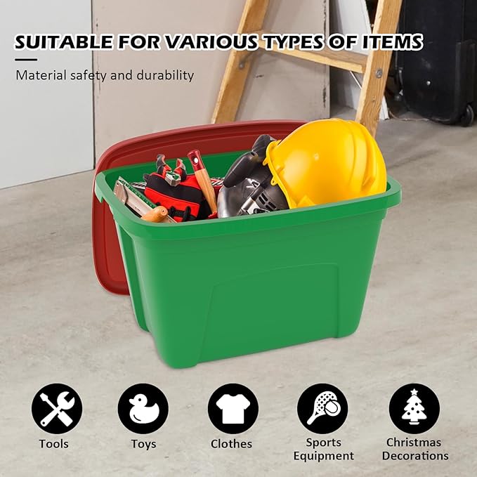 Storage Bins with Lids - Made in USA 18-Gallon (72-Quart) 2-Pack Storage Totes with Lids, Plastic Stackable Containers Large Storage Boxes for for Home and Office Organization Green/Black