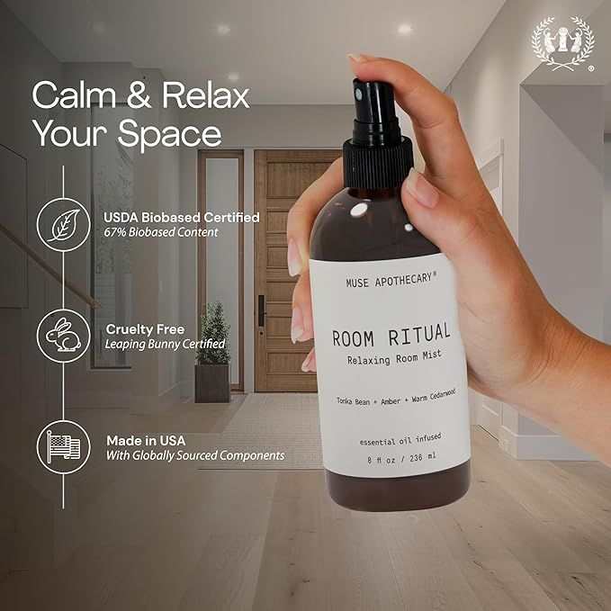 Muse Apothecary Room Ritual - Aromatic and Relaxing Room Mist, 4 oz, Infused with Natural Essential Oils - Aloe + Eucalyptus + Lavender, 2 Pack
