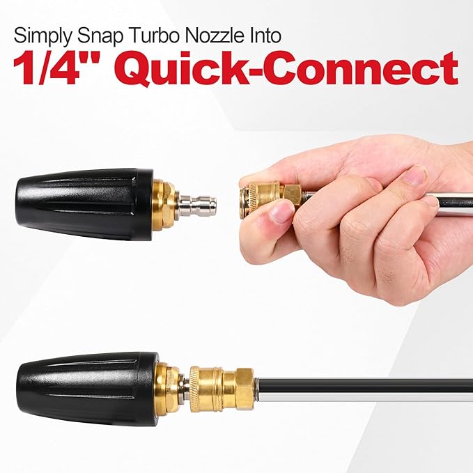 YAMATIC Pressure Washer Tips Turbo Nozzle, 360° Rotating Spray Turbo 3600 PSI 4.0GPM with 1/4" Quick Connector, Compatible with Ryobi, Greenworks, Craftsman, Troybilt, Simpson