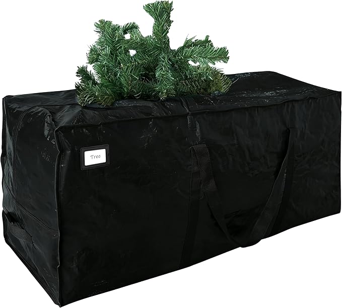 Cosy Family 7.5 ft Christmas Tree Storage Bag - Durable Heavy Duty Extra Large Artificial Xmas Holiday Tree Bag with Reinforced Handles and Dual Zippers Wide Opening - Black