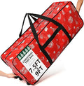 HOMEST Christmas Tree Storage Bag, Fits for 7.5-9 ft Xmas Artificials, Zippered Bag with Reinforced Carrying Handles and Wheels, Red Pattern (Bag Only)