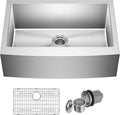 KRAUS Standart Pro 30-Inch Apron Front Farmhouse 16-Gauge Single Bowl Stainless Steel Kitchen Sink, KHF200-30