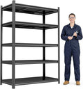 Notmise Garage Shelving, Black 5-Tier Heavy Duty 3000Lbs - Adjustable Metal Shelf, Easy Assemble Industrial Organizer for Garage, Warehouse, and Basement(71" H x 32" W x 14" D)