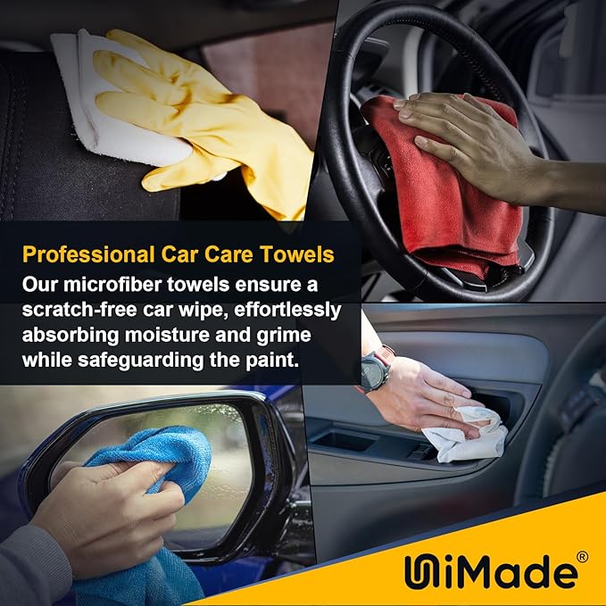 UNIMADE Shop Towels Rags, 150 Pack Reusable Shop Rags Bulk Microfiber Cleaning Cloth Lint Free Cleaning Towels for Car Kitchen Automotive Bar Mechanic Restaurant Garage, 11.5"x 11.5", Blue