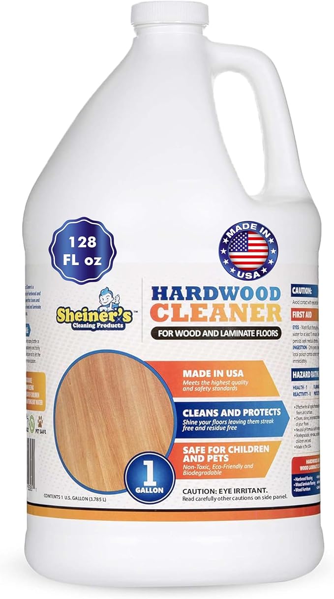 Sheiner's Hardwood Floor Cleaner, Laminate Floor Cleaner, Deep Cleansing Formula for Wood and Tile, pH Neutral and Non-Toxic, Compatible with Sprayer Bottles for Cleaning, 1 Gallon