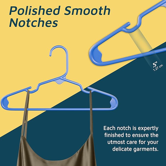 Lifemaster Plastic Kids Clothes Hangers – Children Clothes Hanger with Shoulder Notch, 11.6 Inch Space-Saving Closet Organizer for Baby, Toddler, and Kids Clothing, Hold Up to 5 lbs, Pack of 10, Blue