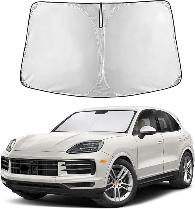 EcoNour Windshield Sun Shade Compatible for Porsche Cayenne 2019–2025 | Luxury SUV Front Window Sunshade | Foldable Sun Visor Protector | UV & Heat Blocking Protection