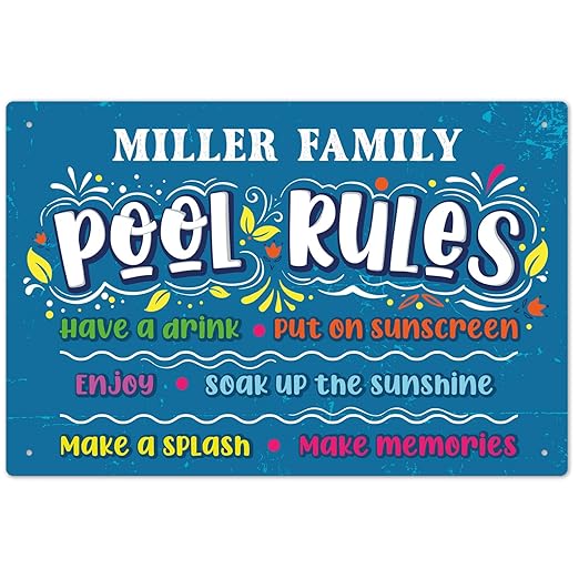 Custom Pool Sign, Pool Rules Make Memories for Pool Decor Sign, 12x18 Inches, Rust Free .063 Aluminum, Fade Resistant, Made in USA by Sigo Signs