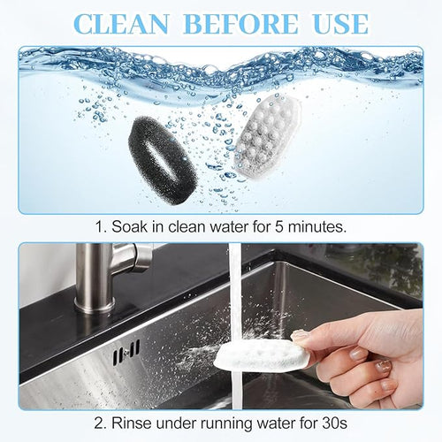 16 Pcs Cat Water Fountain Replacement Filters & Pre-Filter Sponges for Rellaty Neareal 108oz/3.2 Automatic Stainless Steel Pet Water Fountain with Level Window Filter Replacement for Neareal Waterer