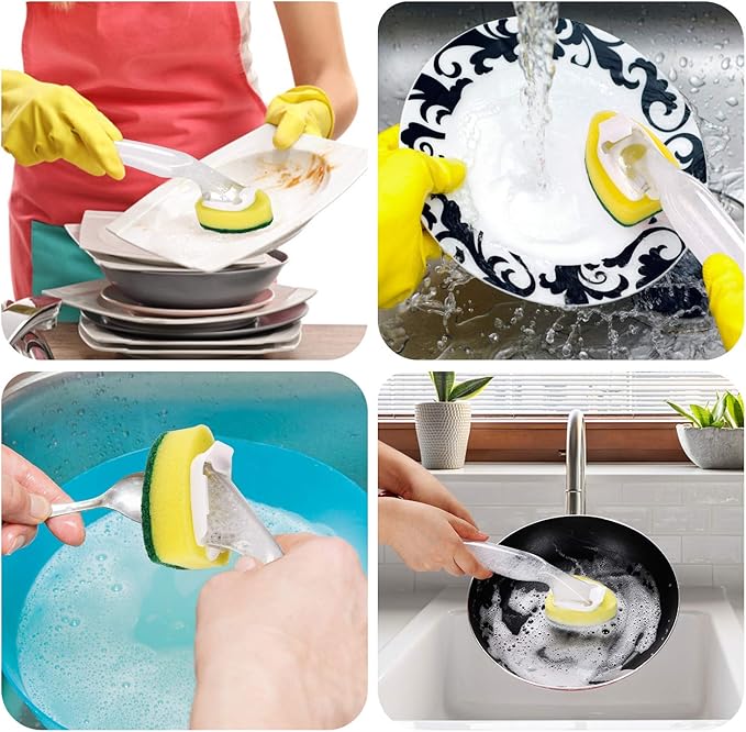 DYMOLL Dish Wand Refills 8Packs,Sponge Replacement Heads,Dish Wand Sponge Refill for Kitchen Cleaning