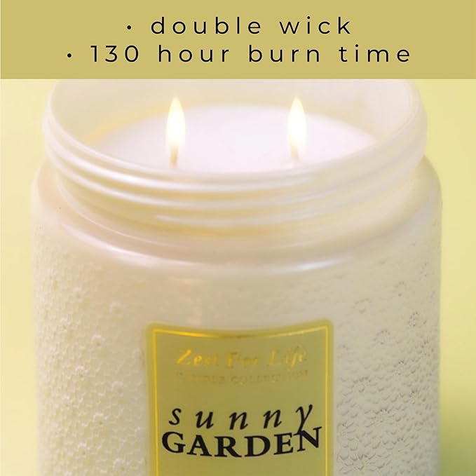 A Cheerful Giver - 28oz Large Scented Candle Jar with Lid- Zest for Life - 130 Hours of Burn Time, Gift for Women (Large, Sunny Garden)