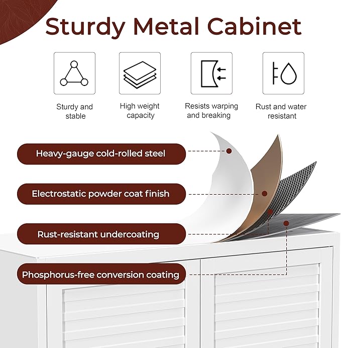 75" Tall Metal Pantry Cabinet, White Storage Cabinet with Doors and Shelves, Metal Cabinet for Kitchen, Dining Room, Living Room and Bathroom