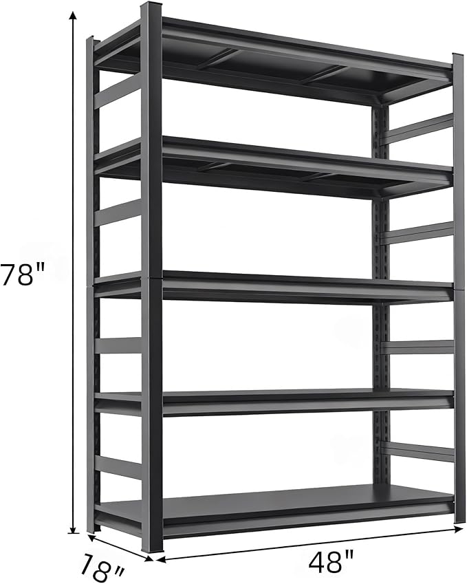 Notmise Metal Shelving, Garage Shelves Series, Heavy Duty Storage Shelf, Large Industrial Steel Racks for Garage, Basement and Factories, Multifunctional Utility Shelving Unit
