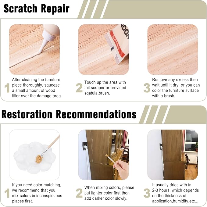 DAIXISM Wood Repair Kit Restore Any Wood Furniture, 20 Colors Resin Repair Compounds Cover Surface Scratch for Stains, Scratches, Floors, Tables, Desks, Carpenters, Bedposts, Touch-Ups, Cover-Ups