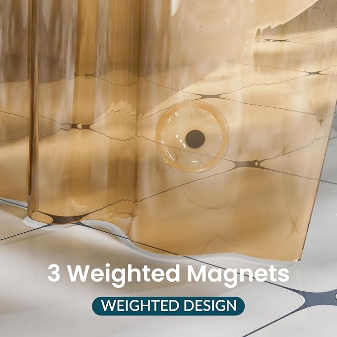 Titanker Shower Curtain Liner, Plastic Shower Liner PEVA 72 x 72 Lightweight Waterproof Shower Curtains for Bathroom with Magnets and Grommets, Clear Amber