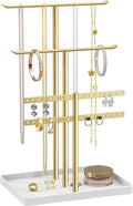 pickpiff Gold Jewelry Stand Holder Organizer: 12.5" Sturdy Hanger for 80 Pcs Jewelry, Jewlery Tower for Display Necklace, Earring, Bracelet, Watch