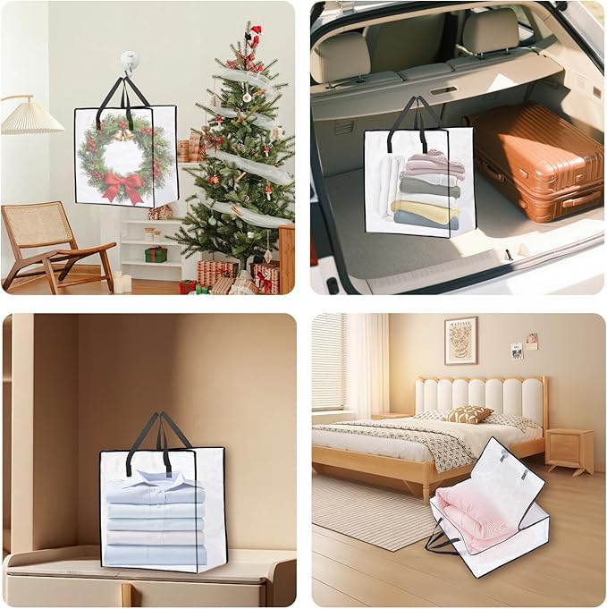 12 Pack 95L Wreath Storage Bags, 26 Inch Wreath Storage Container for 24 to 30 Inch Artificial Garland, Holiday Decoration Organizer for College Carrying Bedding Toys Organizer