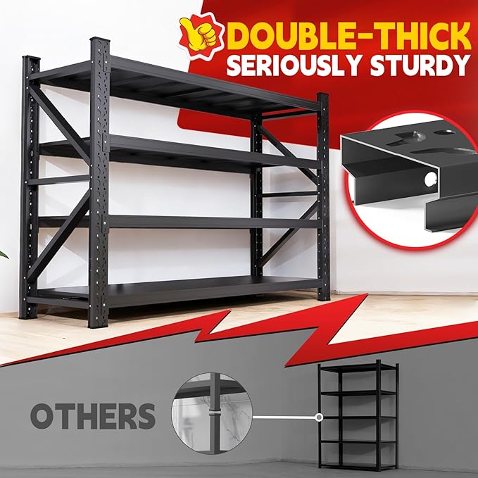 7000LBS Storage Shelves Heavy Duty, Metal Storage Shelves 4 Tier Units Adjustable Utility Rack Shelf, Heavy Duty Garage Racks Shelving for Basement, Industrial, Garage Shelving 70" W x 24" D x 70" H
