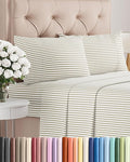 Twin XL 4 Piece Sheet Set - Comfy Breathable & Cooling - Soft Hotel Luxury Bedding Set w/ 8-16 Inch Deep Pockets - 1 Flat & 1 Fitted Sheet & 2 Pillowcases - Wrinkle Free & Easy Care - Beige Stripes 2