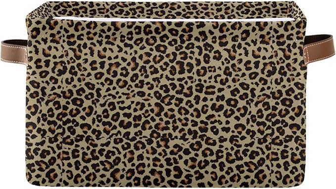 ALAZA Cheetah Leopard Print Animal Skin Foldable Storage Box Storage Basket Organizer Bins with Handles for Shelf Closet Living Room Bedroom Home Office 1 Pack