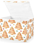 Christmas Tree Cookies Star Storage Bins with Lids Foldable Storage Basket with Handles Collapsible Large Fabric Organizer Containers for Clothes Shelves Closet Office Home