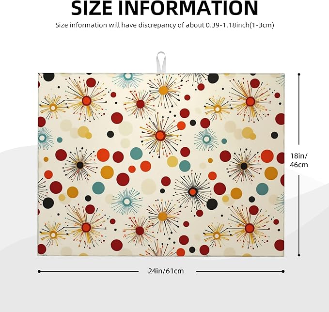 Mid Century Modern Dish Drying Mat for Kitchen Counter Microfiber Super Absorbent Non-Slip Dish Drying Pad for Countertops Dishes Utensils Stylish Quick-Dry Machine Washable 18x24 Inch