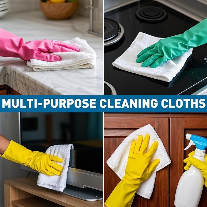 TEAWOO White Microfiber Cleaning Cloths Bulk-400 Pack, Microfiber Towels Bulk, Towels for Cars, Cleaning Rags White (12x12 inches)