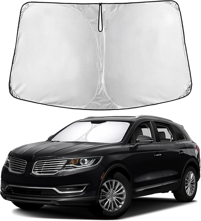 EcoNour Windshield Sunshade for Lincoln MKX 2016–2021 | Custom Fit Front Window Sun Shade | Blocks Harmful UV Rays & Reduces Heat | Foldable Sun Visor with Storage Pouch