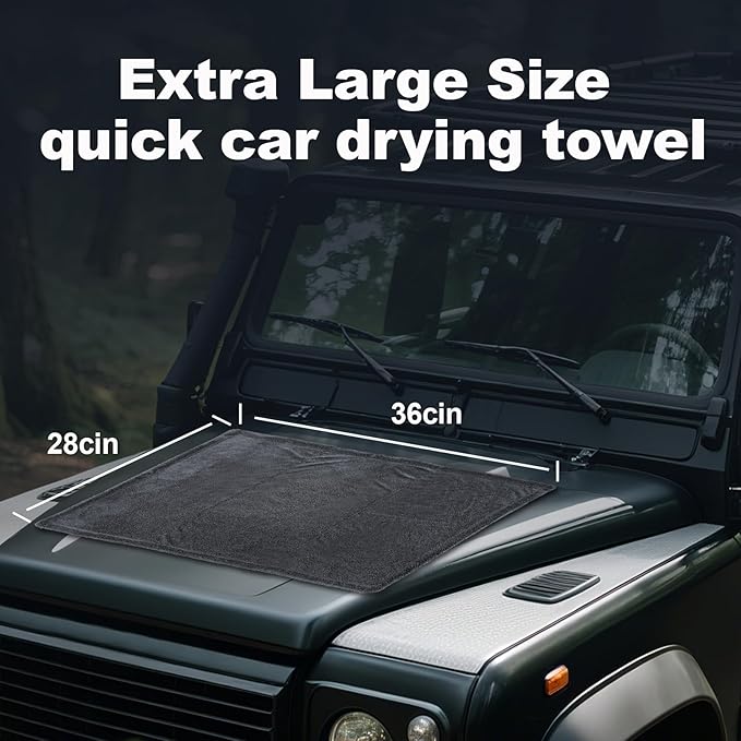 Ghguole 2-Pack Car Drying Towel (28" x 36"),1500 GSM Double Sided Microfiber Towels for Cars,Trucks, SUV.Highly Absorbent,Leaving no Marks,no Shedding,Easy to Clean
