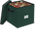 ProPik Christmas Ornament Storage Box, 4 Tier Holds Up to 64 Holiday Ornaments Decoration Balls, Storage Container with Dividers, Made with Durable 600D Oxford Polyester Material (Green)