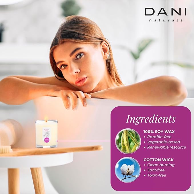 DANI Naturals Soy Candle - Passion Fruit Scent, 100% Pure Soy Wax, Kosher, Non-Toxic, Long-Lasting Burn - 7.5 oz