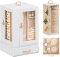 Jewelry Box large for Dresser: Women Necklace Ring Storage Organizer with Compartments - Elegant Earring Holder Display (White)