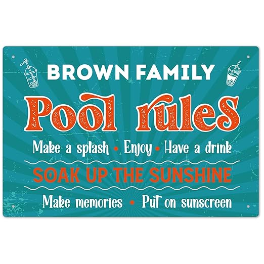 Custom Pool Sign, Pool Rules Enjoy Swimming for Pool Décor Sign, 12x18 Inches, Rust Free .063 Aluminum, Fade Resistant, Made in USA by Sigo Signs