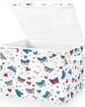 Bolaz Storage Bins with Lids and Handles,Butterfly Flag Stars Pattern Storage Box Basket with Cover Collapsible Organizer Containers for Home Closet, Shelves