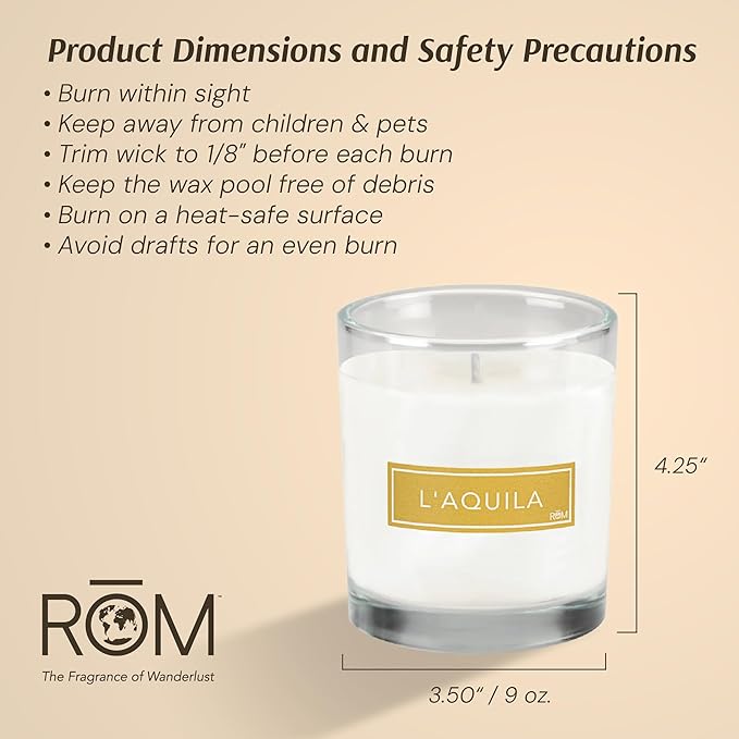 L’Aquila Luxury Scented Candles, Natural Plant Based Wax with Bergamot and Fig Notes, Long Lasting 60 Hours Burn Time, 9oz Glass Jar Candles for Home, Relaxation & Gifts