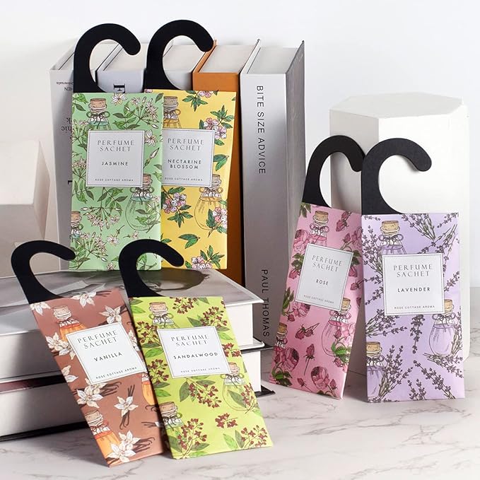 ROSE COTTAGE Large 12 Packs Apricot Blossom Hanging Closet Air Freshener Scented Sachets Long Lasting Smell Goods