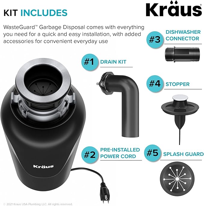 KRAUS Kore Workstation 30-inch Undermount 16 Gauge Stainless Kitchen Sink, Single Bowl Kitchen Sink with 3/4 HP Garbage Disposal, KWU110-30-100-75MB
