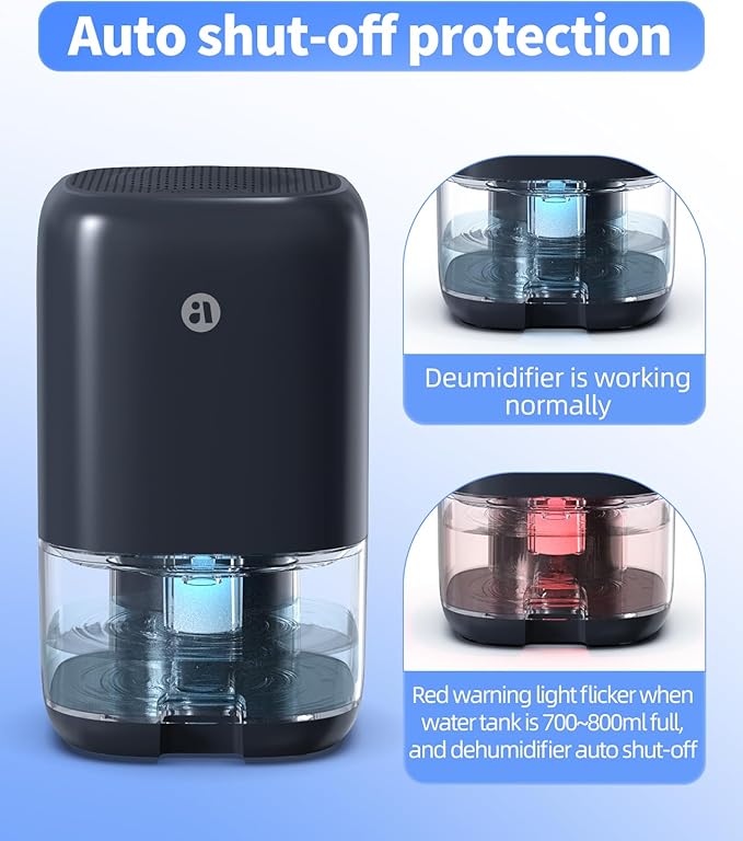 TABYIK Dehumidifier, 35 OZ Small Dehumidifiers for Room for Home, Quiet with Auto Shut Off, Dehumidifiers for Bedroom (280 sq. ft), Bathroom, RV, Closet,Blue