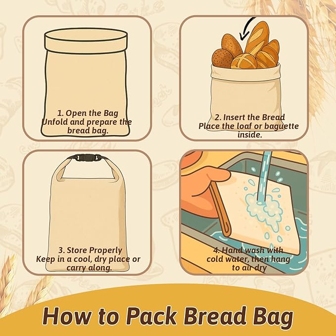 Zadoreck Reusable Beeswax Bread Bags Set – 2 Large Organic Linen Bread Bags (17 x 13 Inches) + 3 Beeswax Wraps for Food, Homemade Bread, Bagel,Sourdough, Freezer Safe & Keeps Food Fresh