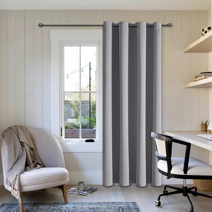 ChrisDowa Blackout Curtains 102 Inches Long for Living Room, Grommet Thermal Insulated Room Darkening Curtains for Bedroom (1 Panel Set, Light Grey, 52W x 102L)