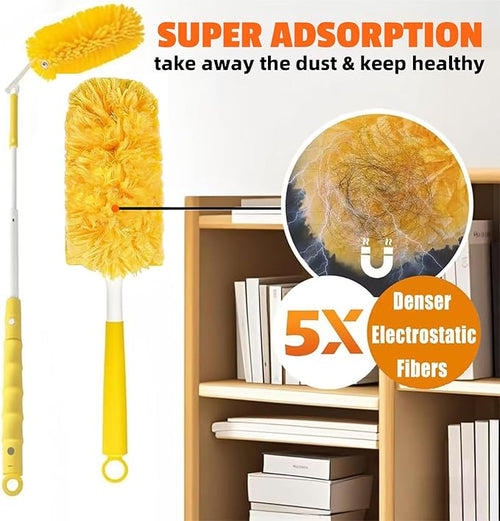 20-Pack Duster Refills Compatible for Swiffer Duster, 360° Heavy Duty Duster Refills with 1 Extended Handle 3FT +1 Short Handle, Multi-Surface Cleaning Kit for Blinds Bookshelf Furniture Ceiling Fans