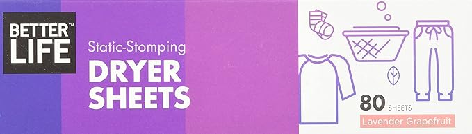 Better Life Natural Dryer Sheets, Lavender Grapefruit, 80 Count, 2 pack, 24221